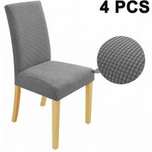 Devenirriche - 4 Pack Super Fit Stretch Removable Washable Short Dining Chair Cover Protective Seat Cover For Hotel, Dining Room, Ceremony, Wedding