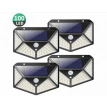 4 packs de lumière solaire extérieure, applique murale extérieure, lampe de jardin, lampadaire 100LED