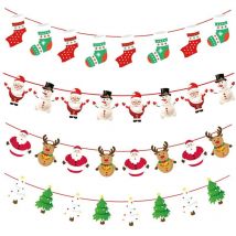 Ersandy - Weihnachtsbanner, Weihnachtswimpel, 4 Packungen, Weihnachtsgirlande, Banner, Dekoration, Weihnachtsfenster, Weihnachten, Zuhause, Party,