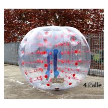 4 Palla Gonfiabile Happy Bumper Ball 1.5 mt 1 Pompa Aria Pallone Calcio Paraurti - Colore Rosso