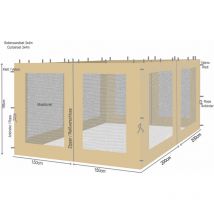 4 Panneaux Latéraux avec Moustiquaire 300/400x195cm Beige pour Gazebo 3x4m