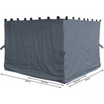 4 Panneaux Latéraux avec Zip 300x195cm Gris pour Gazebo 3x4m