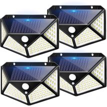 4 paquets Lampe Solaire Exterieur, Lumiere Solaire Exterieur, 100 LED Eclairage Exterieur Solaire, 3 Modes Spot Solaire Exterieur avec Detecteur de