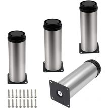 4 Pcs Adjustable Furniture Legs 15cm Metal Feet for Table Chair Cabinet Bed with Screws