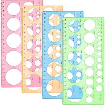 4 Pcs Cercle Pochoir Cercle Gabarit 4 Couleurs Plastique Gabarit Dessin Pochoir Dessin Outil pour Dessin Mesurer Conception (Rose Bleu Vert Orange)