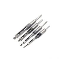 Jalleria - 4 Pcs Chisel Set, Square Drill Bit, Steel Gouge, Woodworking Tool Set (1/4 - 1/2 - 5/16 - 3/8 inch)