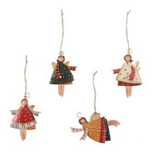 4 pcs Christmas Metal Dancing Angel Pendants Xmas Tree Doll Decorations for Home