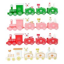 4 Pcs Christmas Train Ornaments with Decor Mini Set for