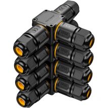 4 pcs Connecteurs de Câbles Étanches IP68 - Boîte de jonction 3 voies connecteur etanche 3 fils - Raccordement extérieur du jardin - Dérivation de