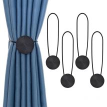 4 Pcs Embrasses à Rideaux Magnétique Pince Boucle de Rideau en Métal Retenues Corde de Draperie Décoratives Clips pour la Maison Bureau Restaurant