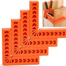 Lauwexe - Lot de 4 Équerres de Positionnement à 90 Degrés, pinces d'angle,4'/100mm Pince à Angle Droit en Plastique Carrés de Positionnement Type l