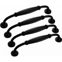 4 pcs Furniture Door Handle,Black Stick Kitchen- Cupboard Handles Drawer Bedroom Furniture Pull Hole Center 128mm