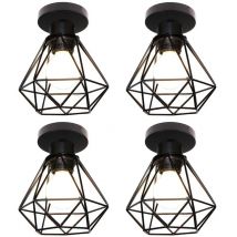 Wottes - Industrial Retro Wall Lamp Wooden Metal Wall Light Cage Wall Sconce for Home Living Room Hallway Shop Black
