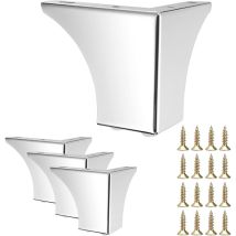 4 Pcs Moderne Pieds De Sofa 100mm Pieds De Lit Antidérapante Avec Vis Jambes Meubles Pour Canapé Table Armoire - Chrome