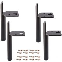 4 Pcs Patas para Muebles de Hierro Pata para Mesa de Repuesto con Tornillos Negro - 15cm