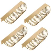 4 Pcs Poignée de Tiroir Forme de Feuille 117mm Poignées de Meubles en Laiton avec Vis