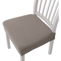 Linghhang - 4 Pcs Removable and Washable Jacquard Dining Chair Cushion Cover - Taupe, solid colour stretch chair cover cover, hotel home dining chair