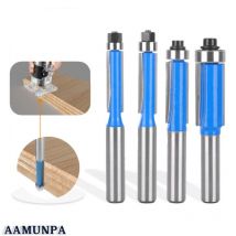 4 Pcs Set Fraise Defonceuse 8mm Tige, Fraise a Copier a Bois, Fraises pour Défonceuses avec Roulement Supérieur, Fraise pour Affleurer, pour