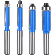 4 Pcs Set Fraise Defonceuse 8mm Tige, Fraise a Copier a Bois, Fraises pour Défonceuses avec Roulement Supérieur, Fraise pour Affleurer, pour
