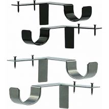 4 PCS Support Tringle Rideaux Sans Percage,Support Mural Réglable pour Tringle à Rideau Fixations Barre à Rideaux Accessoire Argent Noir en Métal
