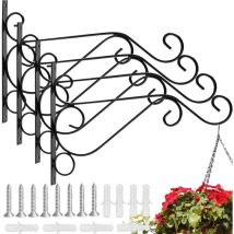 4 Pcs Suspension Crochet en Fer Forgé Support Plante Mural avec Vis Accroche Plante Mural Suspension Crochet Plante 26 21 1.5cm Rétro pour Jardin