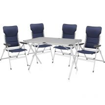 Camping set: 4 Campingstühle Hochlehner gepolstert mit Alu Klapptisch 110x70cm