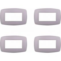 4 Pezzi Placca Plastica Slim Bianco Compatibile Con Bticino Living Light 4 Posti
