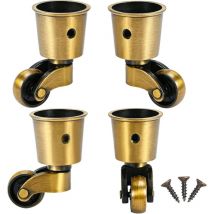 4 Pièces roulettes Pivotantes, roulettes Rondes en Cuivre roulettes Anciennes Pas De Bruit Portable Peut Pivoter à 360° pour Canapé/Chaise/Table