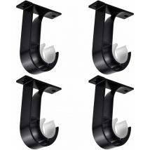 4 Pièces Tringle à Rideau Supports, Support de Poteau de Rideau, Noir Supports pour Barre Rideau, Alliage D'aluminium Support de Rideau, avec 8 Vis,