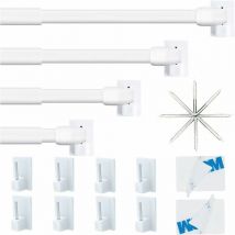 Gabrielle 4 Pièce Barres De Vitrage Extensible Tringle Rideau Sans Percage Réglable Tringle a Rideau Pour Fenetre Pvc Pour Rideaux En Maille Et De