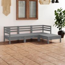 4 Piece Garden Lounge Set,Outdoor Lounge Set Solid Pinewood Grey VSVS154895