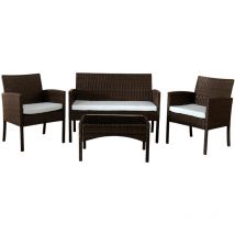 Comfy Living - 4 Piece Rattan Garden Furniture Set In Brown With Waterproof Cover