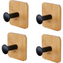 4 Pièces 35 mm Patere Murale Bois, Givré Crochets Muraux en Bois, Porte Manteau Mural Bois sans Perçage, une Combinaison D'éléments Industriels et