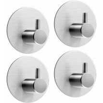 Hoopzi - 4 Pieces Adhesive Hook, 8kg Max Stainless Steel Bathroom Wall Hook, Towel Bar With Adhesive Tape, Home and Office, Self-Adhesive - 2