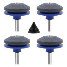 Trimec - 4 Pièces Affuteur Lame Tondeuse Gazon Universel Aiguiseur de Tondeuse Accessoires pour Tondeuses avec 1Pcs Kit D'équilibrage de Lame,(bleu)