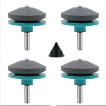 Trimec - 4 Pièces Affuteur Lame Tondeuse Gazon Universel Aiguiseur de Tondeuse Accessoires pour Tondeuses avec 1Pcs Kit D'équilibrage de Lame, (vert