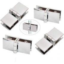 Linghhang - 4 pièces Clip de porte verre charnière, Charnière de porte en verre en acier inoxydable, Charnière pliante en verre, Charnière De Serrage