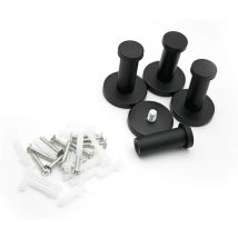 ZVD - 4 Pièces Crochets Muraux Ronds Noirs en Acier Inoxydable - Convient pour Cuisine, Salle de Bain et Chambre Principale