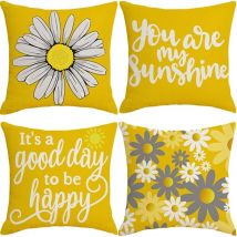 4 pièces de housse de coussin jaune