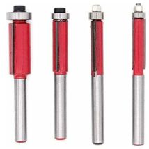 4 Pièces Fraise à Copier 1/4" Outils de Fraisage de Menuiserie Bricolage de Coupe avec Roulement Supérieur, Queue Garniture Affleurante Routeur