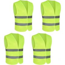 4 Pièces Gilet de Voiture pour Hommes Femme, Cheerhom Gilet de Sécurité de Voiture Réfléchissant, Gilets de Sécurité pour Adultes, Gilet de Sécurité