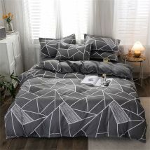 4 Pièces Housse de Couette 220x240cm avec 2 Taies d'Oreillers 7448cm, Parure de Lit Adulte en Microfibre Polyester avec Fermeture Éclair, Motif