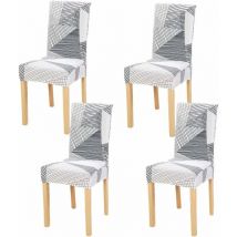 4 Pièces Housses de Chaise de Salle à Manger Couverture de Chaise Extensible Amovible Lavable élastique pour Un Ajustement Universel-Fei Yu