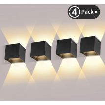 Ugreat - 4 Pieces led Wall Light Outdoor 12W Indoor Wall Lights 3000K Warm White Waterproof Design IP65 - Black