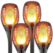 4 Pièces Lumières Flamme Solaire Exterieure Haloyo Torche Solaire Lumières Étanche,noir