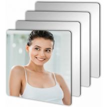 4 Pièces Miroir Mural Autocollant, Autocollant Mural Décorative Auto Adhésifs, Miroir Acrylique Antidéflagrant Carrés Flexible pour Salle de Bain