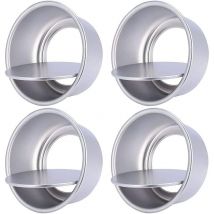 Dolaso - 4 Pièces Moule à Gâteau Rond, Moule à Gâteau en Aluminium, Moule à Gâteau en Alliage D'aluminium, Moule à Gâteau Profond, Ustensiles De