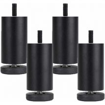 4 Pièces Pieds de Meubles Reglables Pieds de Meubles en Alliage d'aluminium Meubles Jambes Ronde Métal Pattes de Meuble Table Canapé Lit,Noir(10cm)