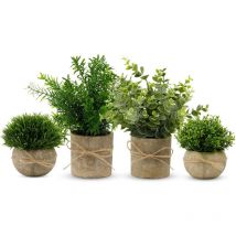 Tigrezy - 4 Pièces Plantes Artificielles Interieur, Mini Fausse Plante Interieur pour Decoration Chambre, Plante Artificielle Interieur pour Maison