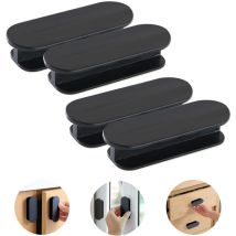 4 Pièces Poignées Porte Autocollantes Poignées de Porte de Balcon Plastique Autocollante pour Tiroirs Armoires Penderies - Noir